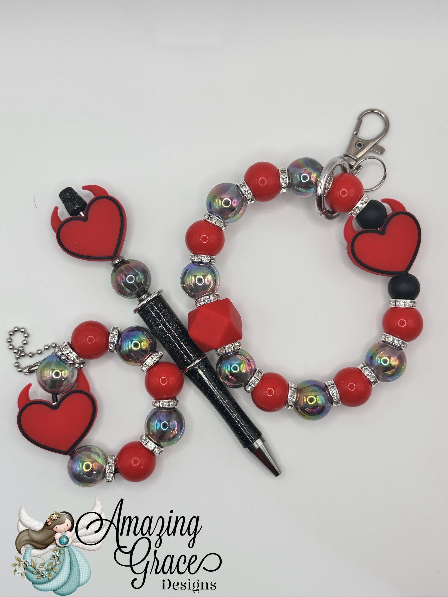 Devil Heart Pen, Tumbler Charm & Wristlet Set