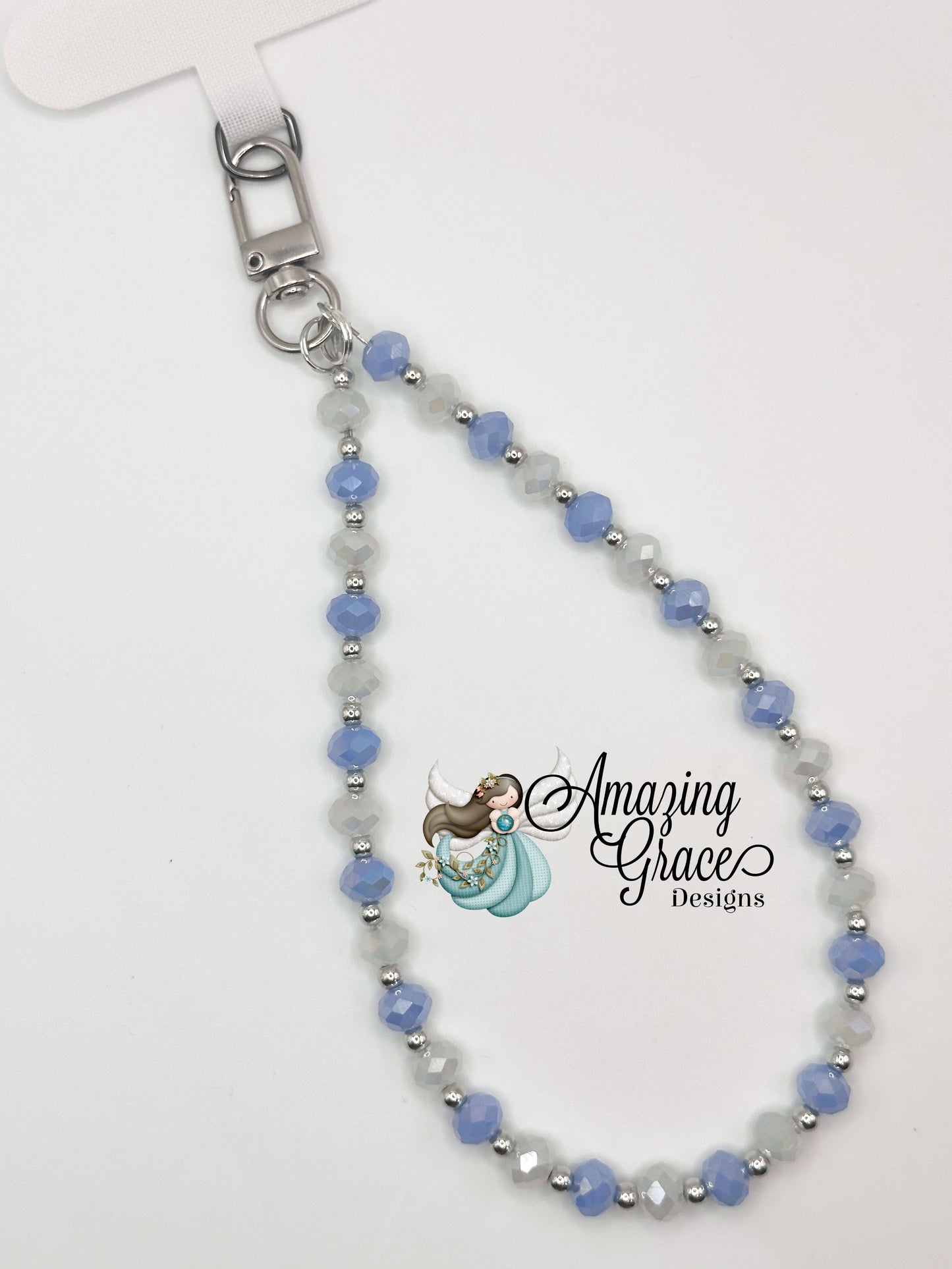 Sky Blue & Crystal Phone Wristlet