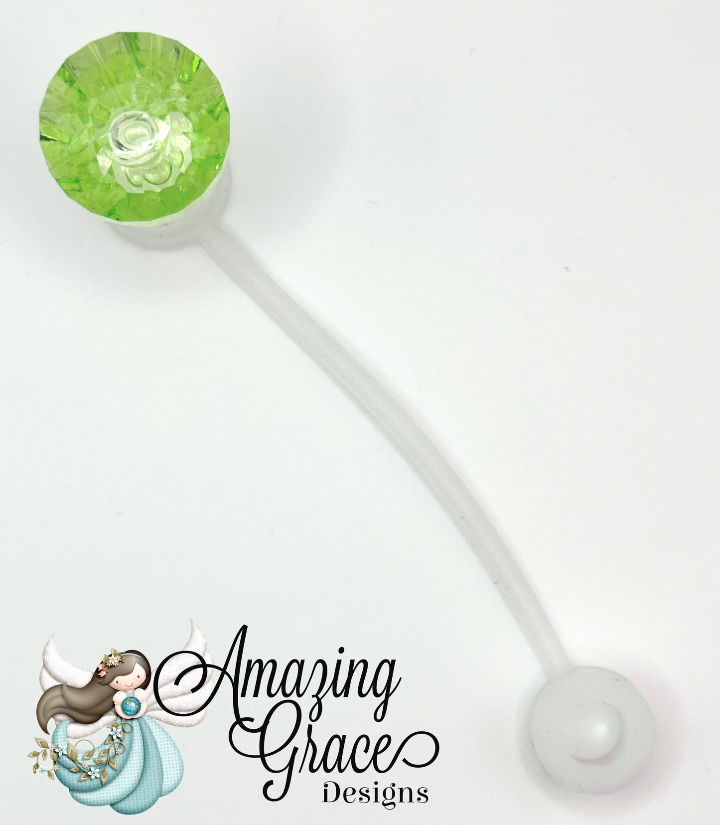 Sparkling Green Diamond Acrylic Straw Topper - Tumbler Charm