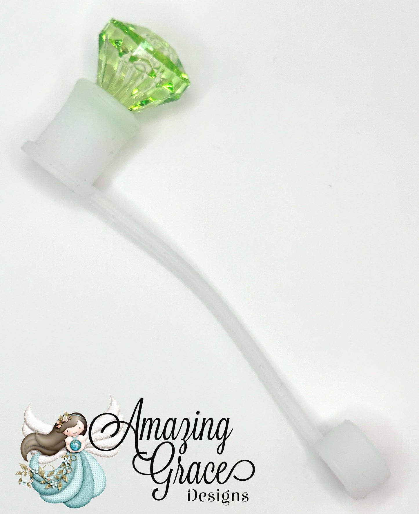 Sparkling Green Diamond Acrylic Straw Topper - Tumbler Charm