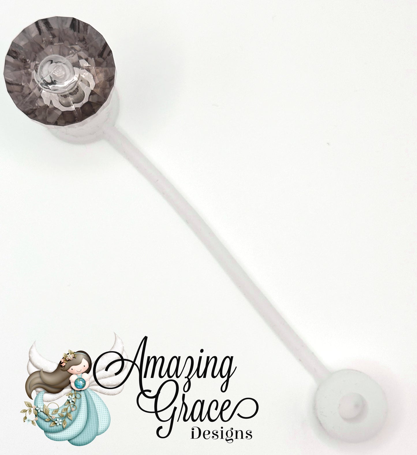 Sparkling Grey Diamond Acrylic Straw Topper - Elegant Tumbler Charm