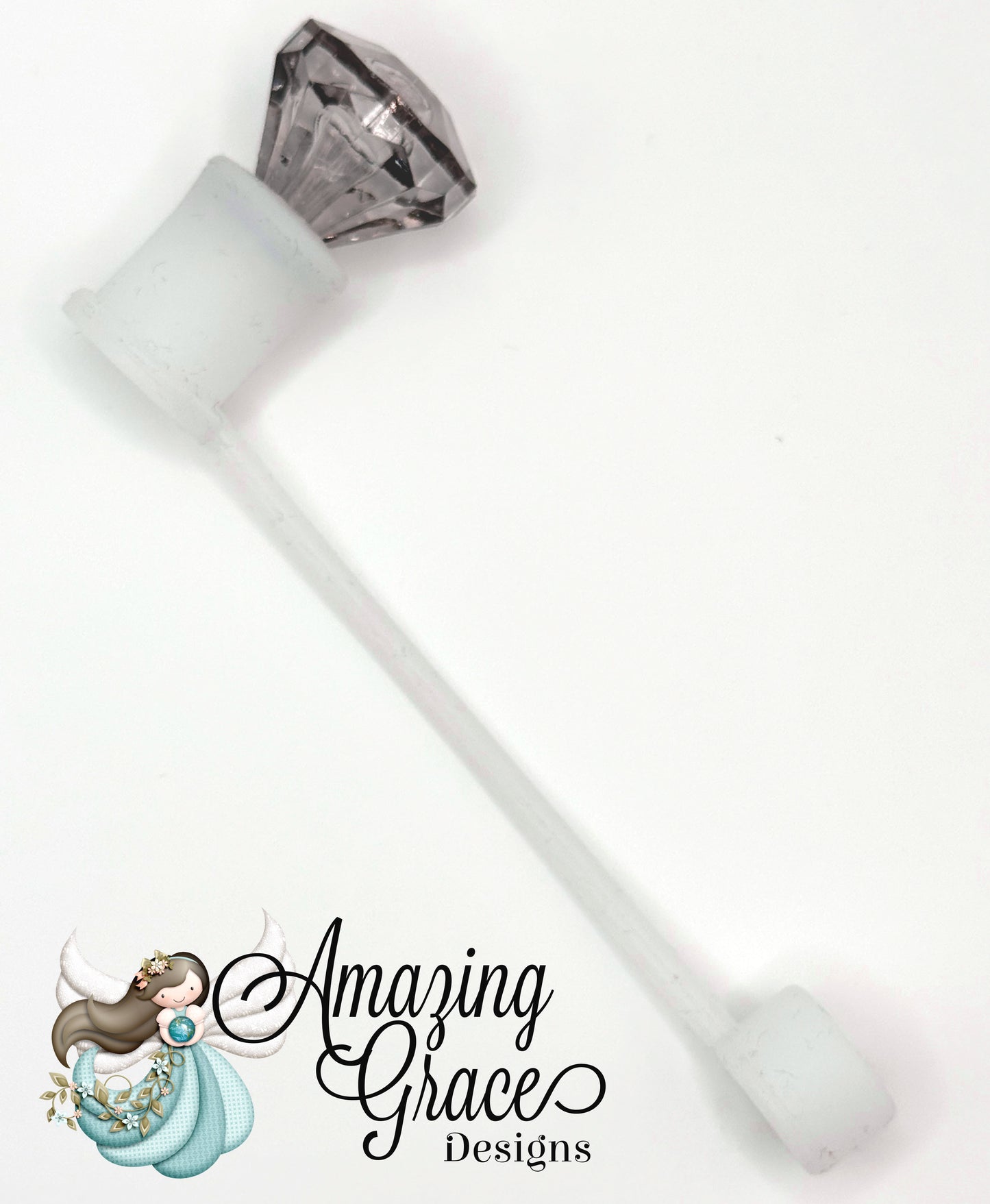 Sparkling Grey Diamond Acrylic Straw Topper - Elegant Tumbler Charm