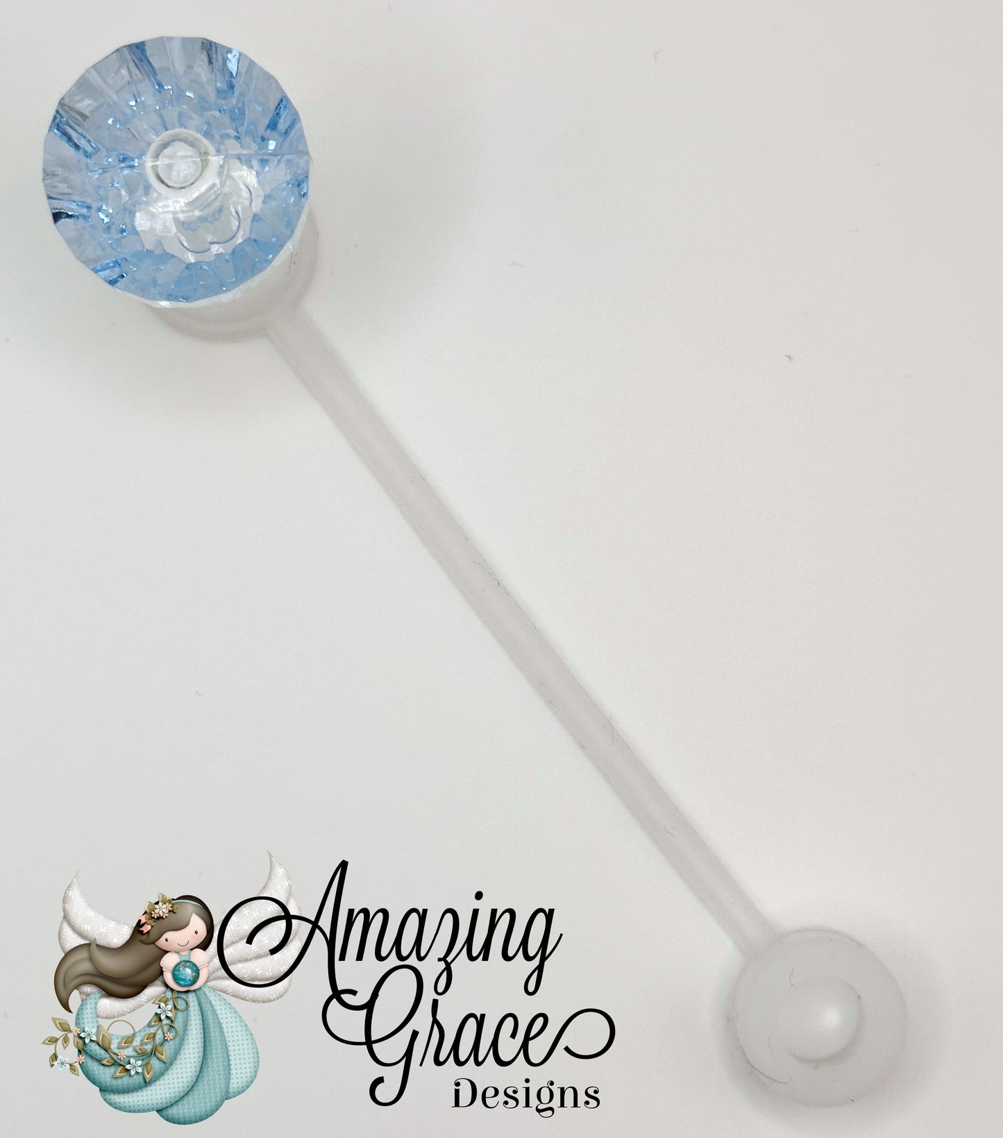 Sparkling Light Blue Diamond Acrylic Straw Topper - Tumbler Charm
