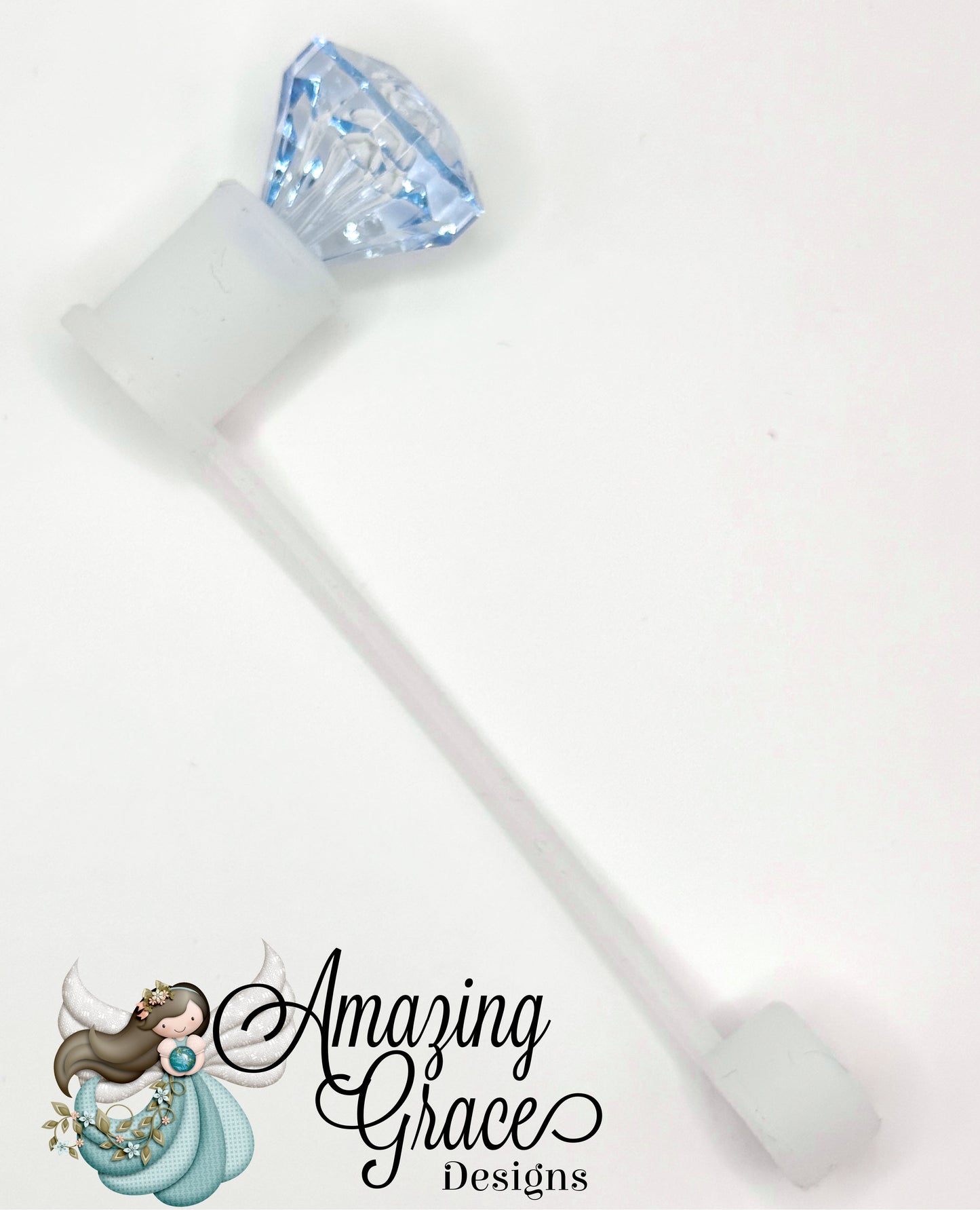 Sparkling Light Blue Diamond Acrylic Straw Topper - Tumbler Charm
