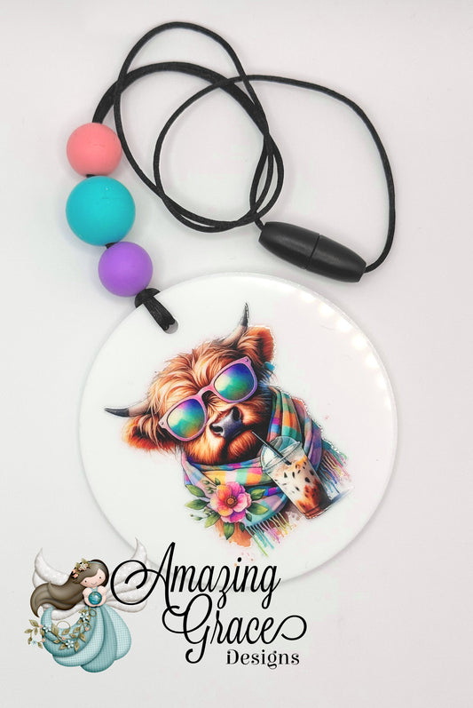 Highland Cow Boba Car Charm