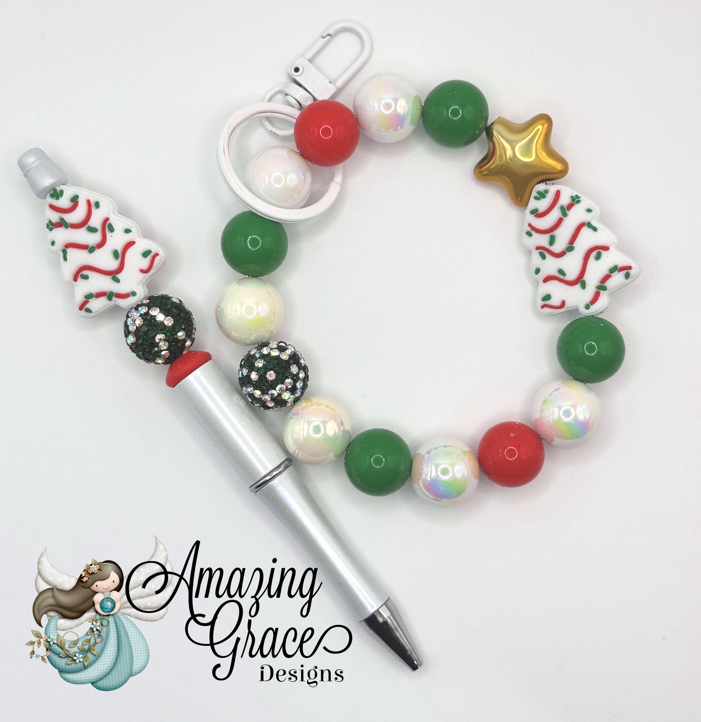 Whimsical Christmas Tree Pen & Key Duo