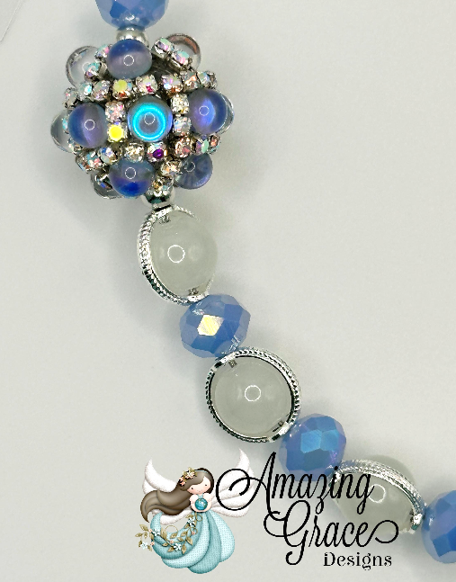 Crystal Blue & Silver Phone Wristlet