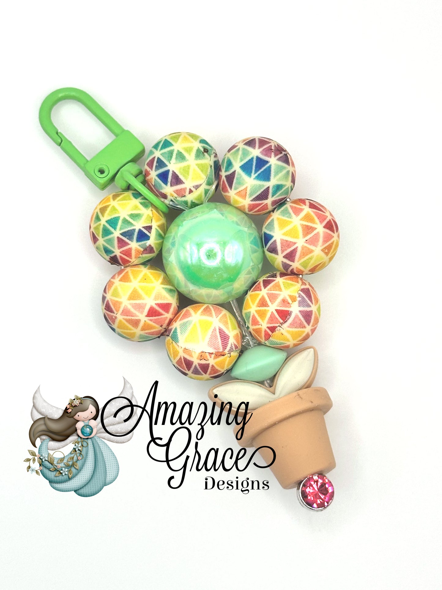 Geometric Rainbow Glow Keychain & Purse Charm