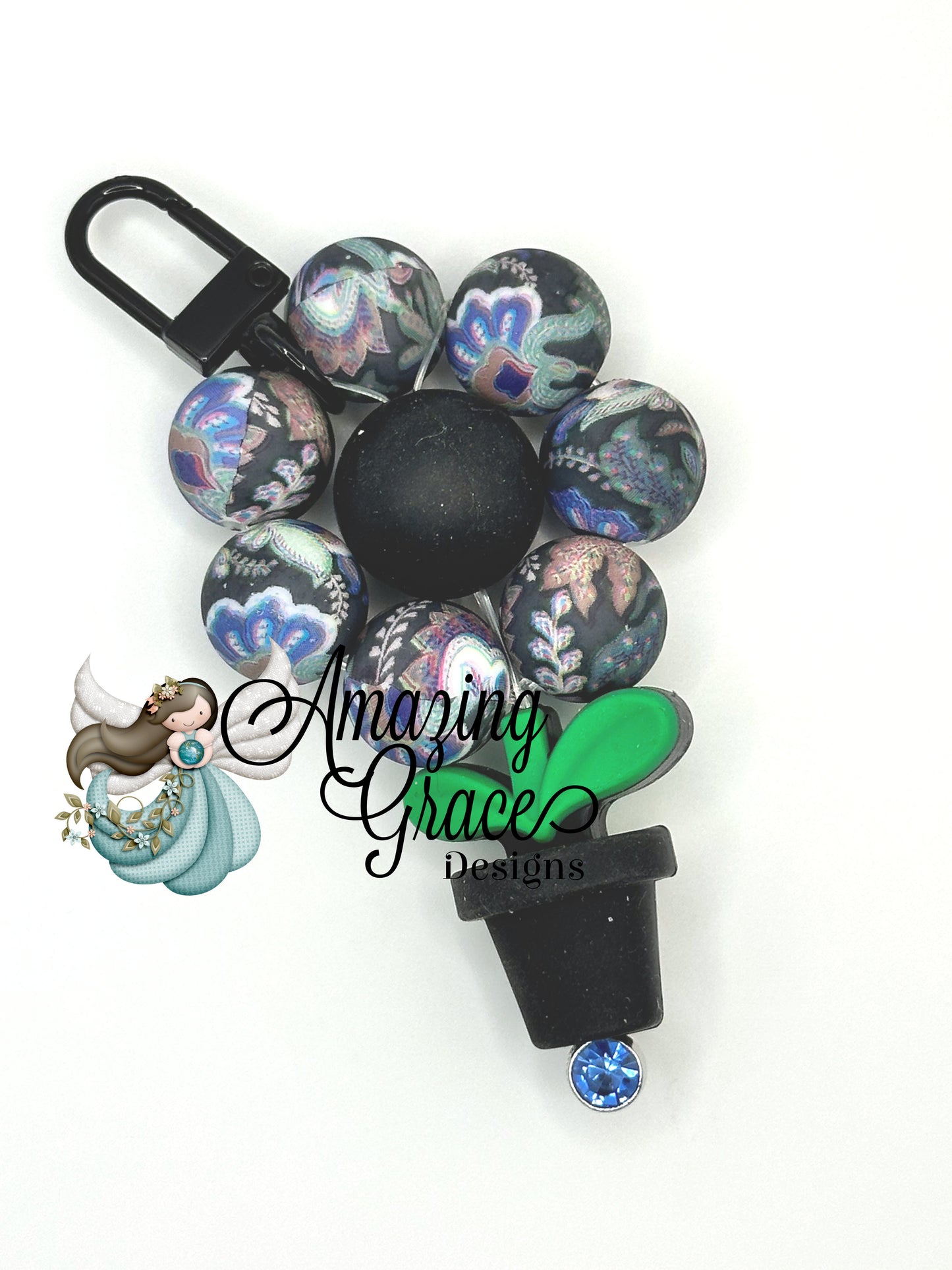 Boho Dreamy Floral Beaded Bag Charm