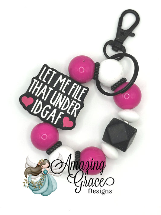 File Under IDGAF Beaded Keychain