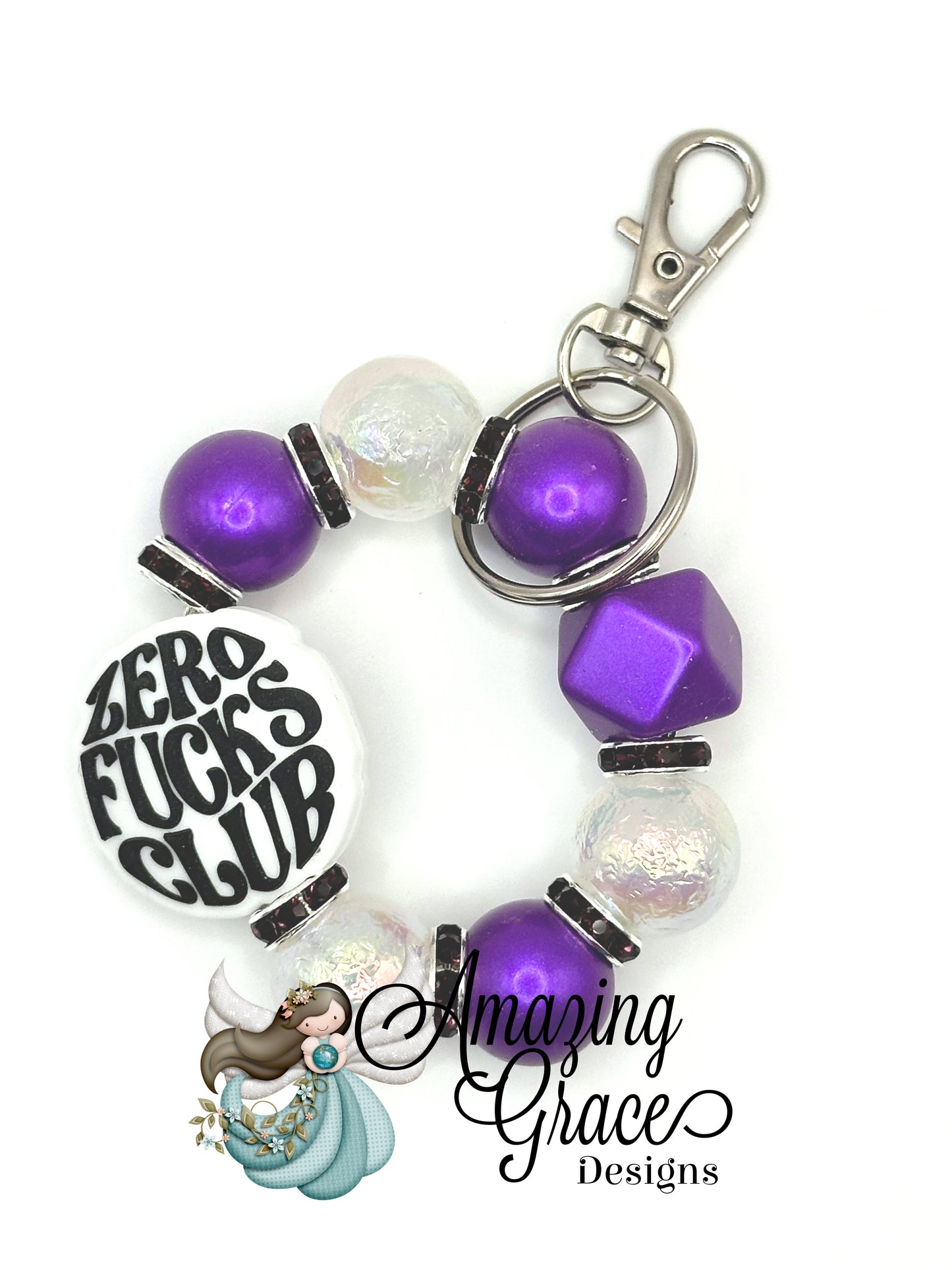 Zero F's Club Beaded Keychain