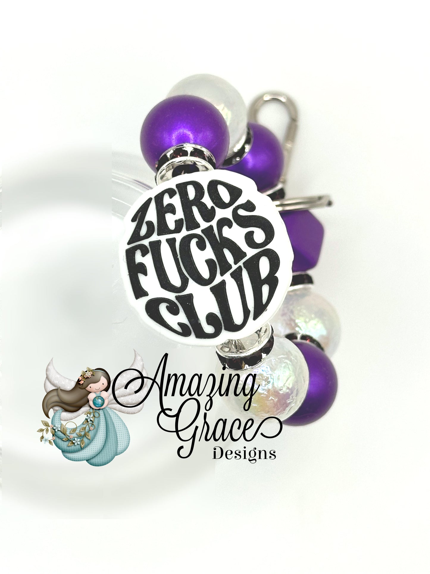Zero F's Club Beaded Keychain