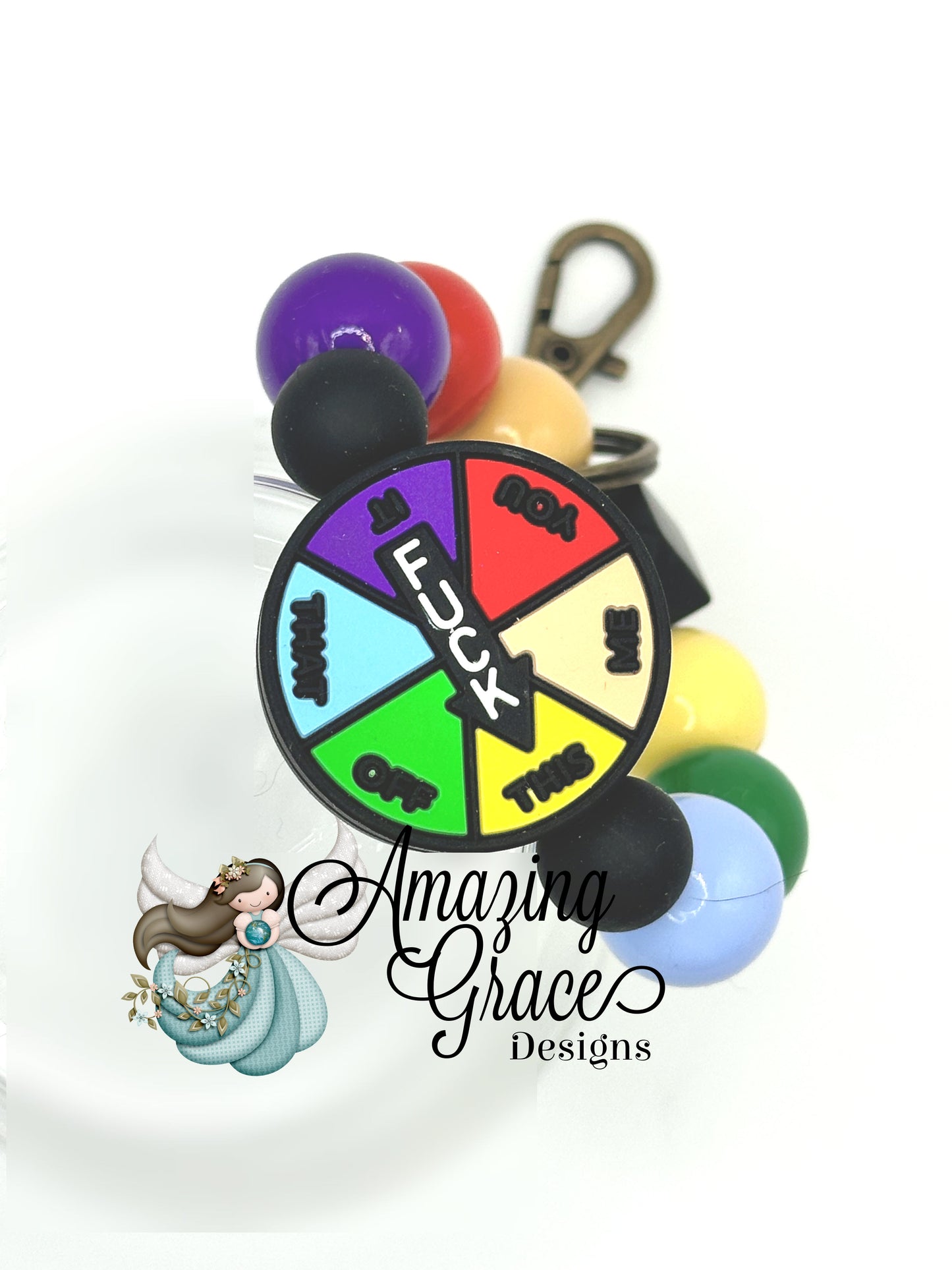 Spin The F*** Wheel Beaded Keychain