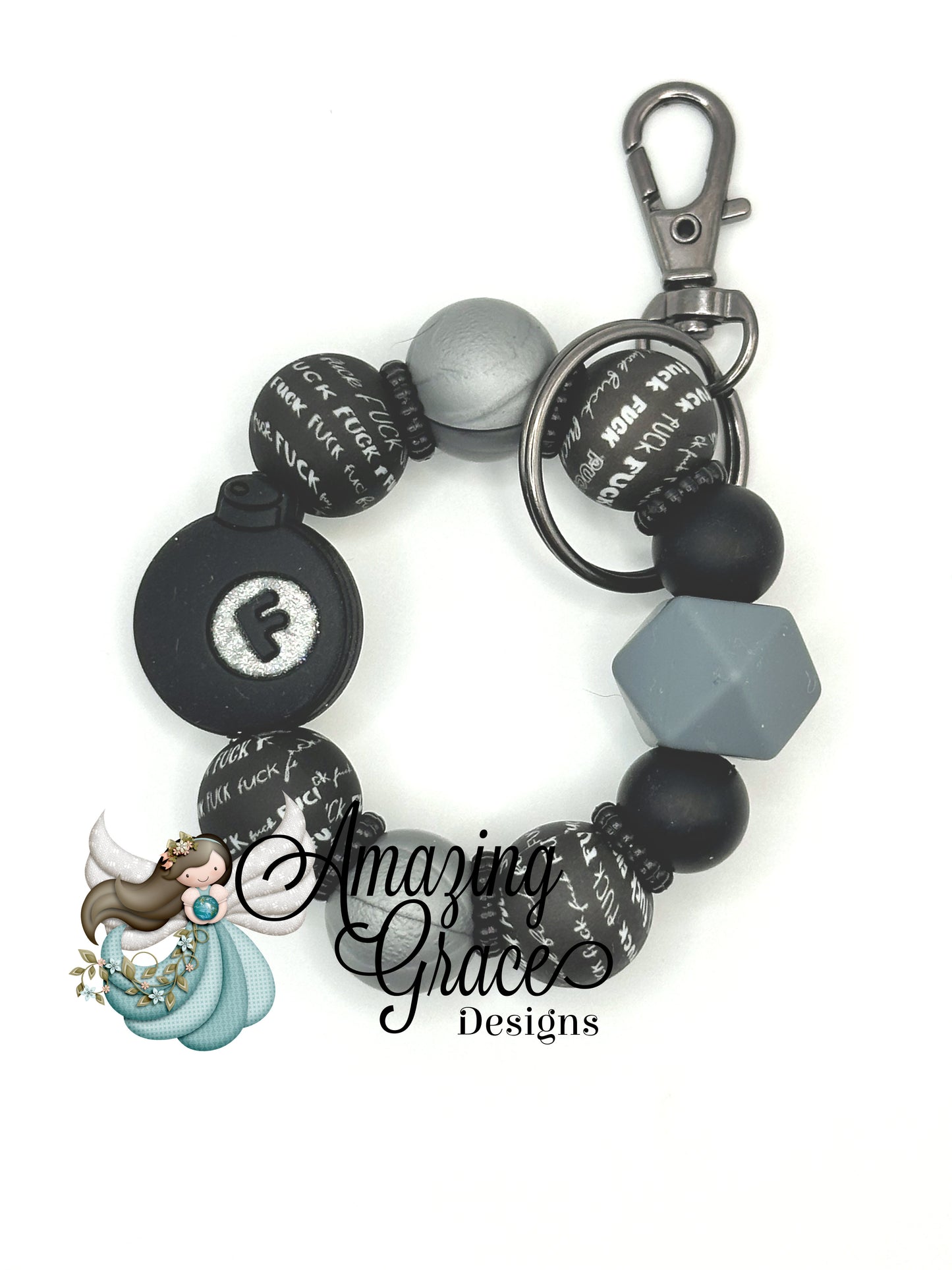 The F Bomb Beaded Keychain