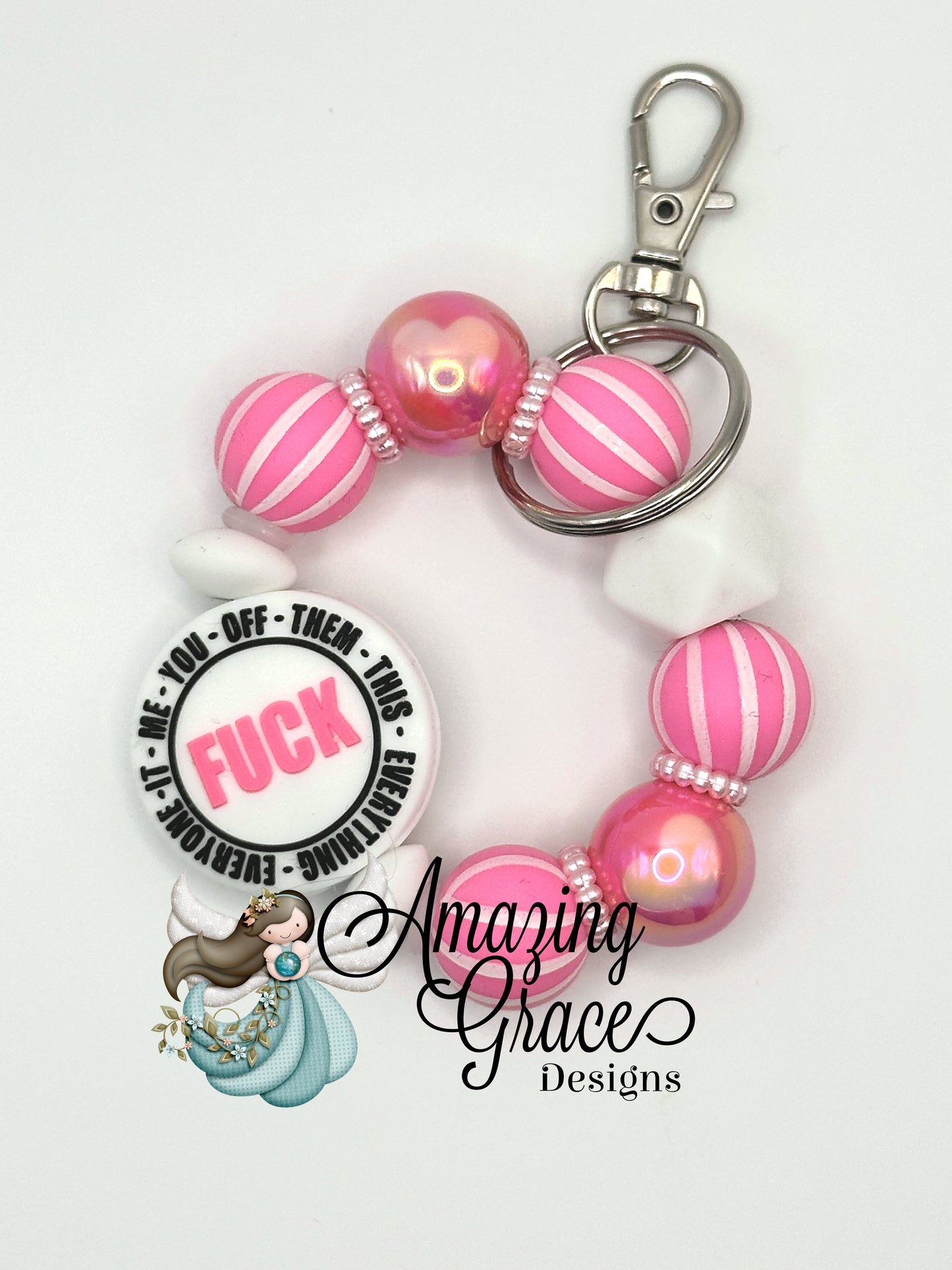 The F*** It All Wheel Beaded Keychain