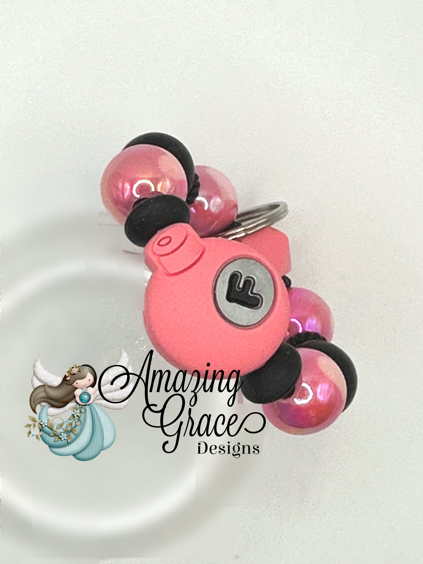 Pink F-Bomb Beaded Keychain