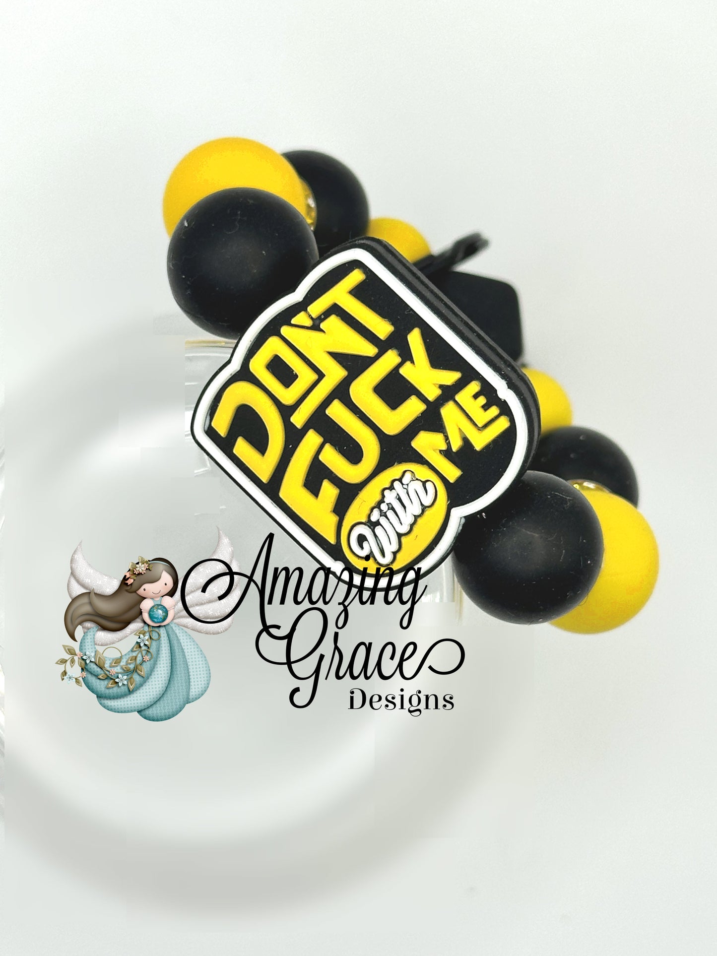 Don't F*** With Me Beaded Keychain - Yellow & Black