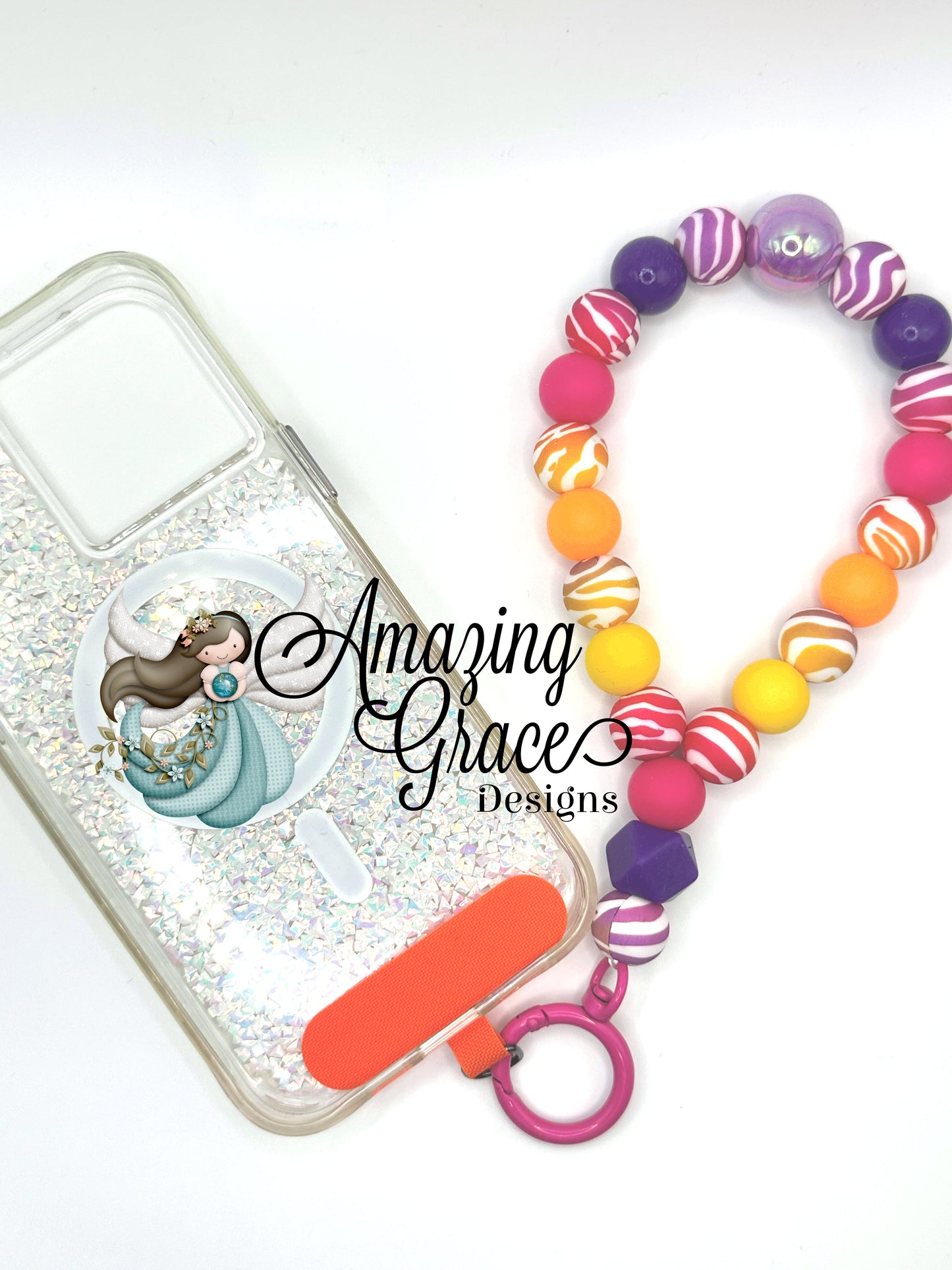 Rainbow Tiger Stripe Silicone Cell Phone Wristlet