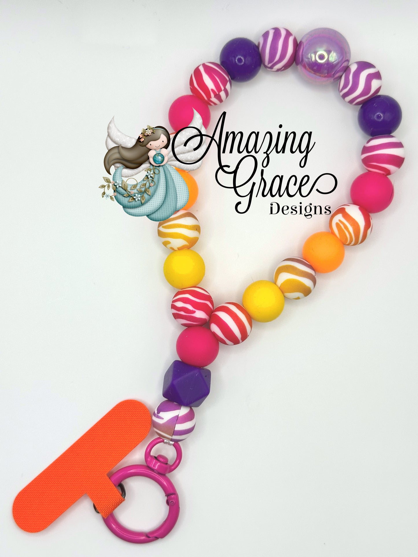 Rainbow Tiger Stripe Silicone Cell Phone Wristlet