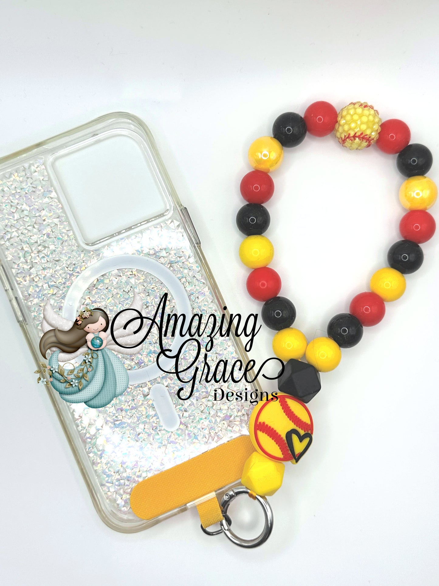 Softball Power Silicone Cell Phone Wristlet