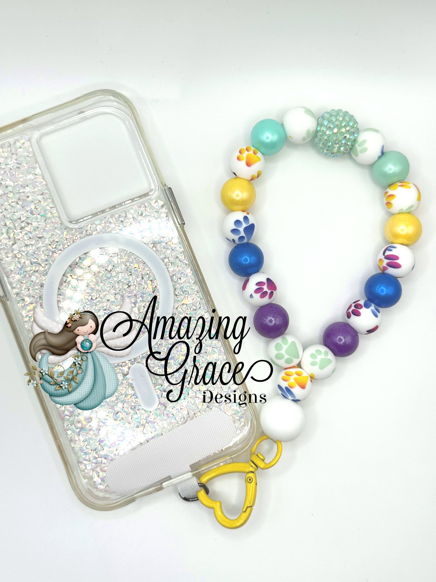 Rainbow Paw Print Silicone Cell Phone Wristle