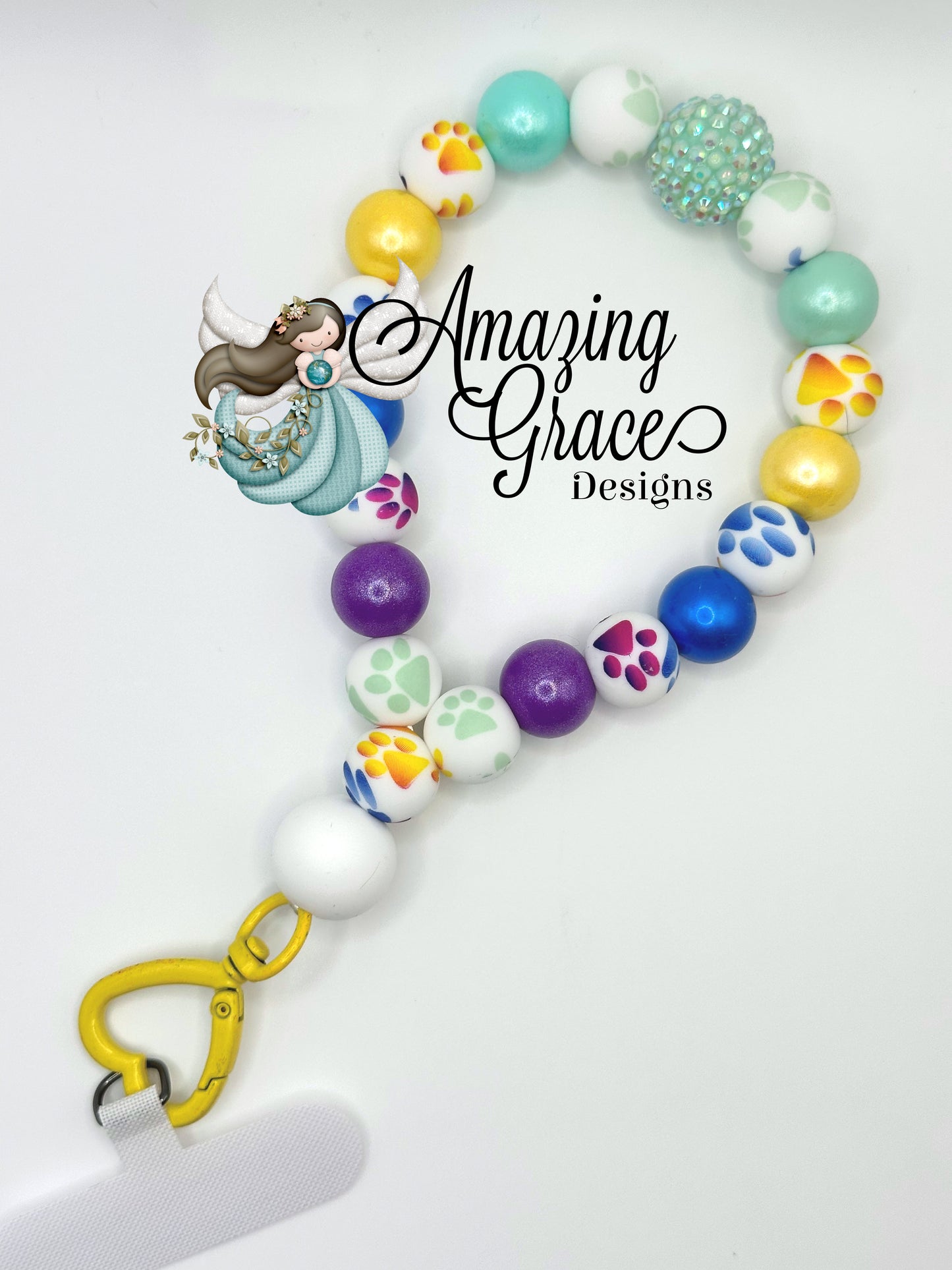 Rainbow Paw Print Silicone Cell Phone Wristle