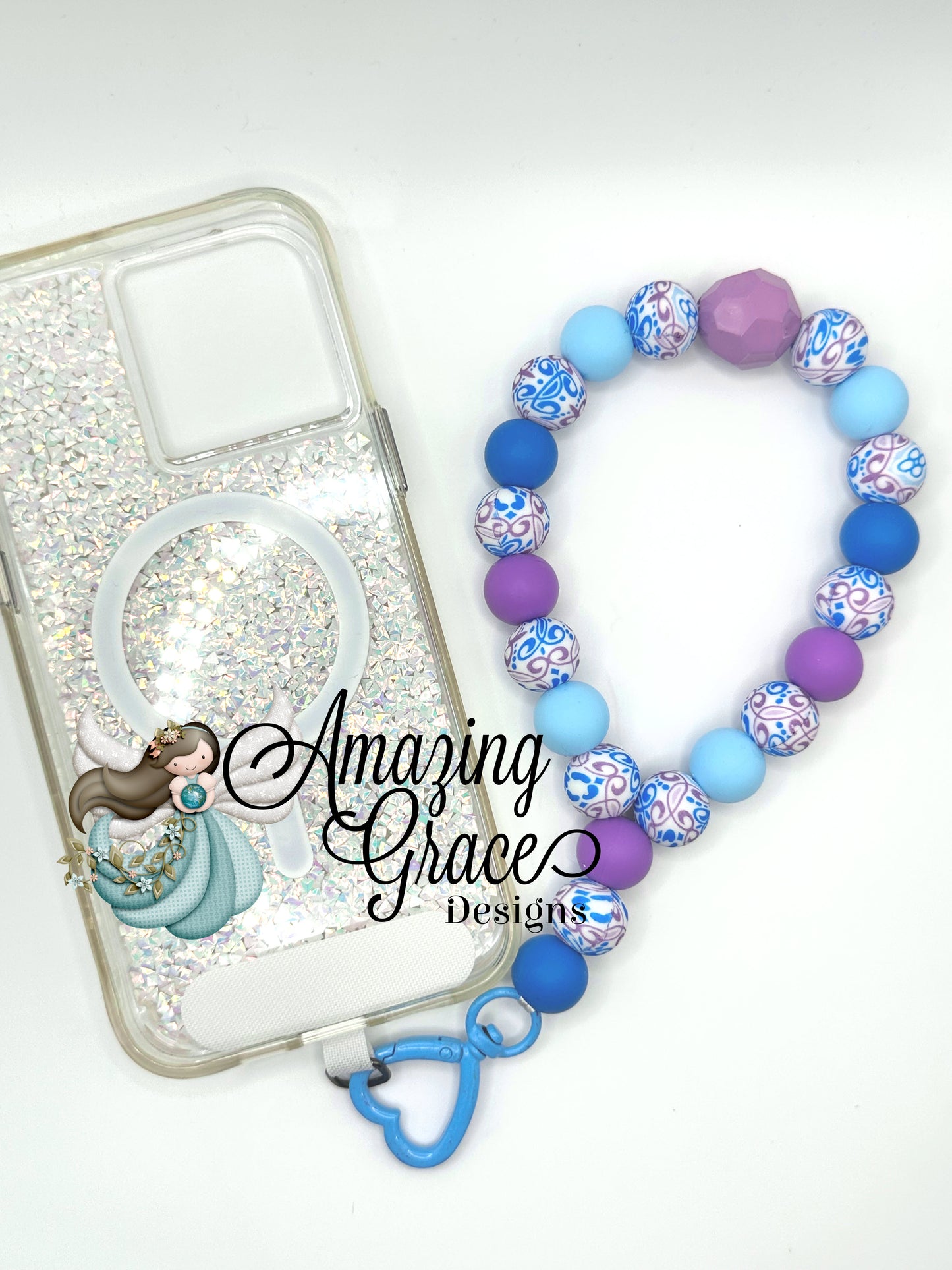 Blue & Purple Swirl Silicone Cell Phone Wristlet