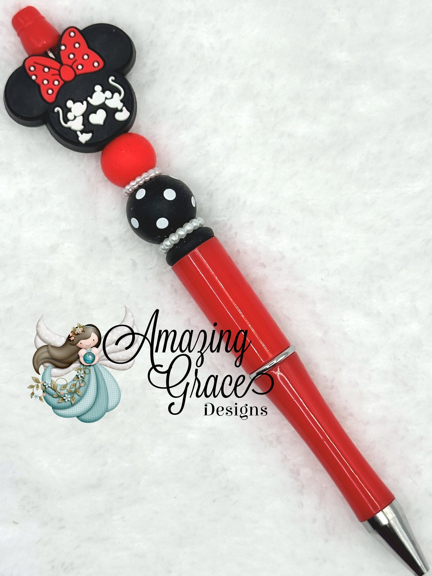 Polka Dot Bow & Ears Charm Pen