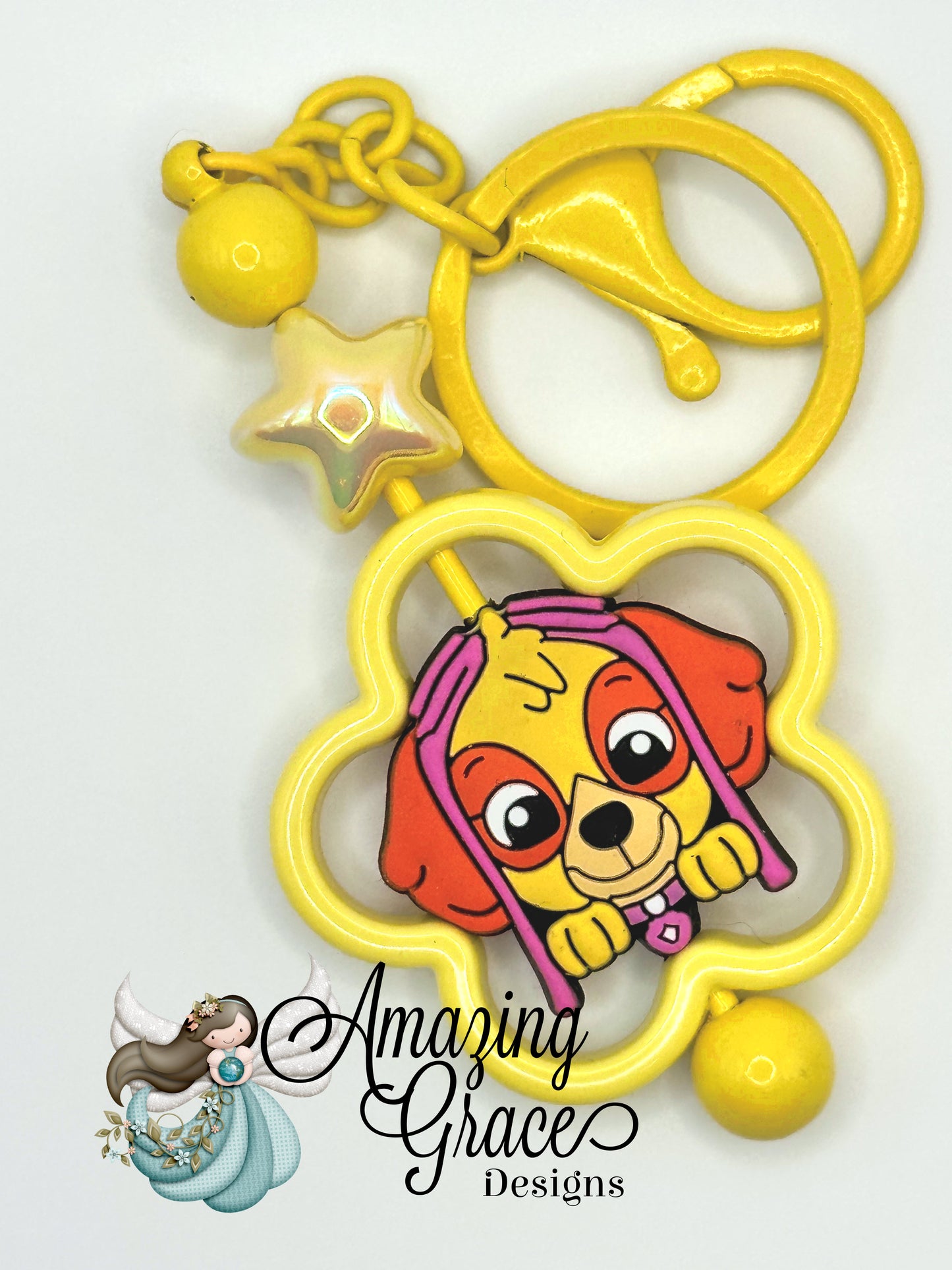 Yellow Puppy Character Charm Keychain