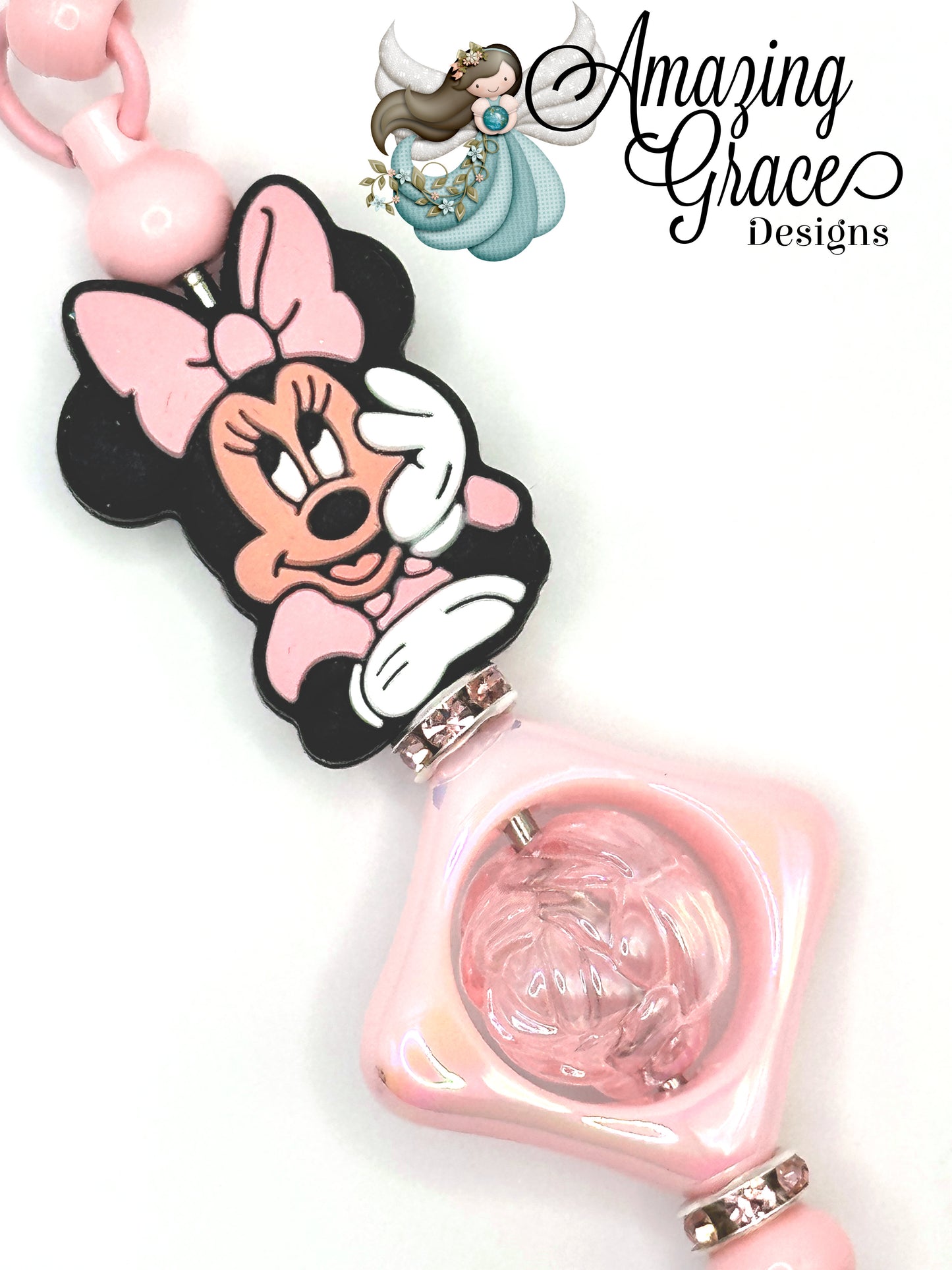 Pink Bow Mouse Retractable Badge Reel