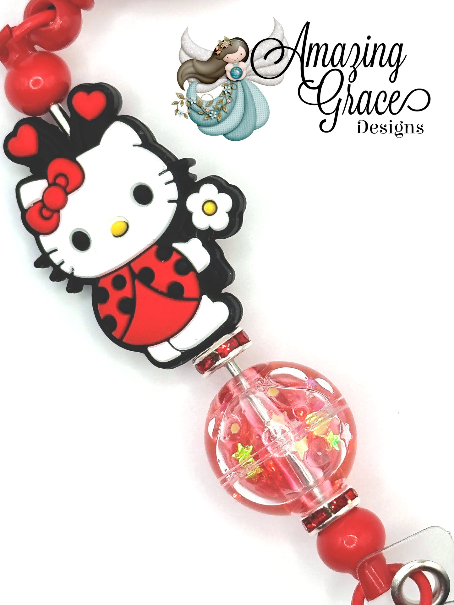 Adorable Red Ladybug Kitty Retractable Badge Reel