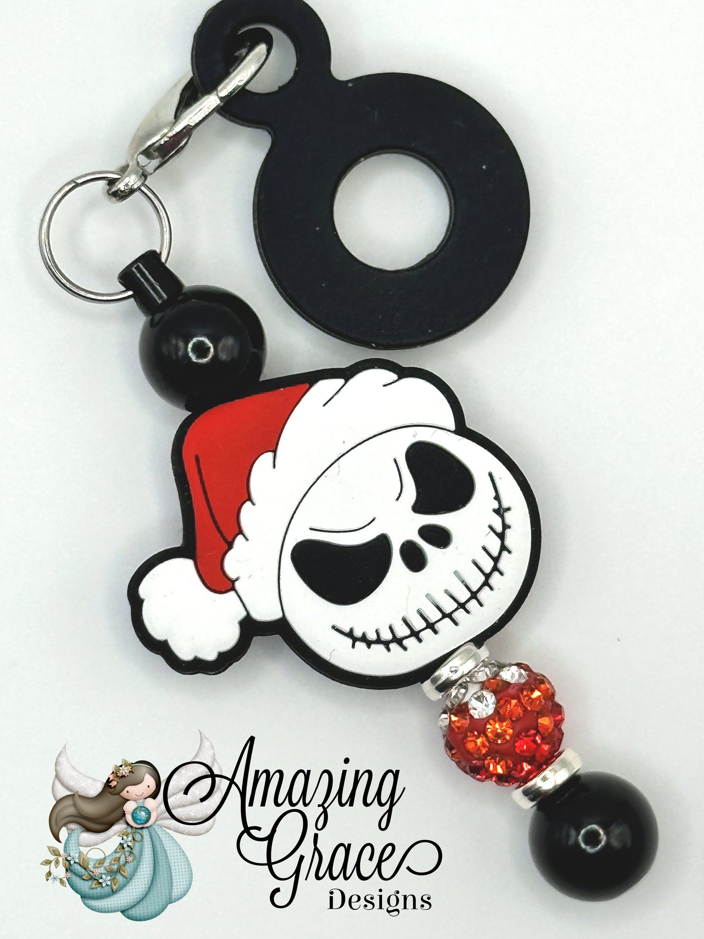 Festive Skeleton Character Tumbler Straw Charm