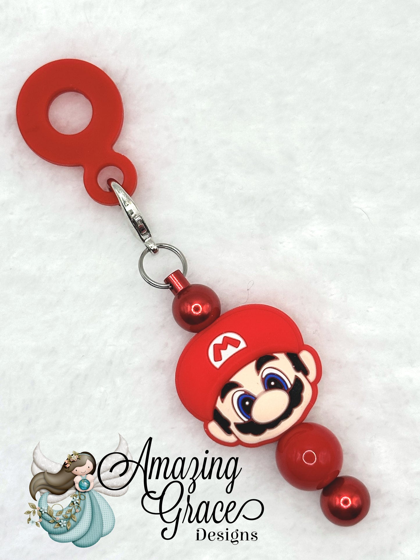 Red Plumber Hero Tumbler Straw Charm