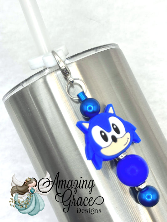 Blue Speedster Character Tumbler Straw Charm