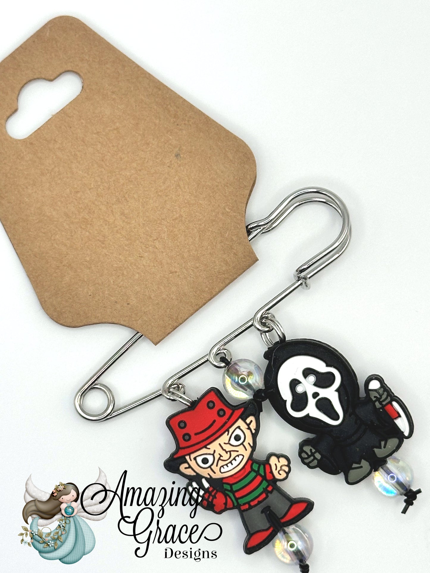 Iconic Horror Duo Oversized Safety Pin