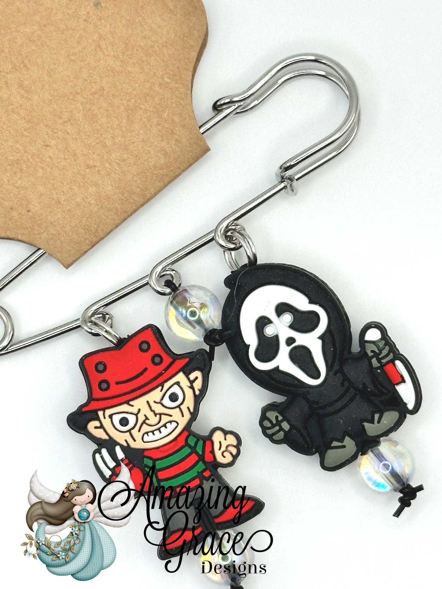 Iconic Horror Duo Oversized Safety Pin