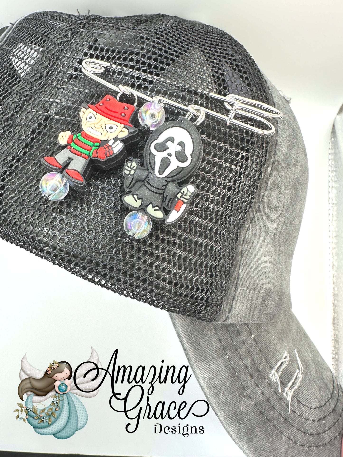 Iconic Horror Duo Oversized Safety Pin