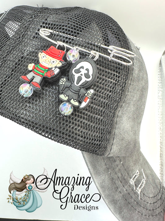 Iconic Horror Duo Oversized Safety Pin