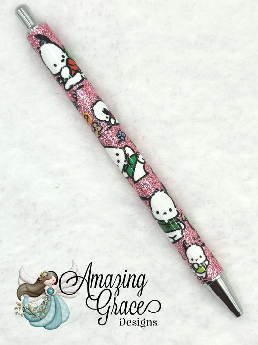 Glittery Pink Character Pen