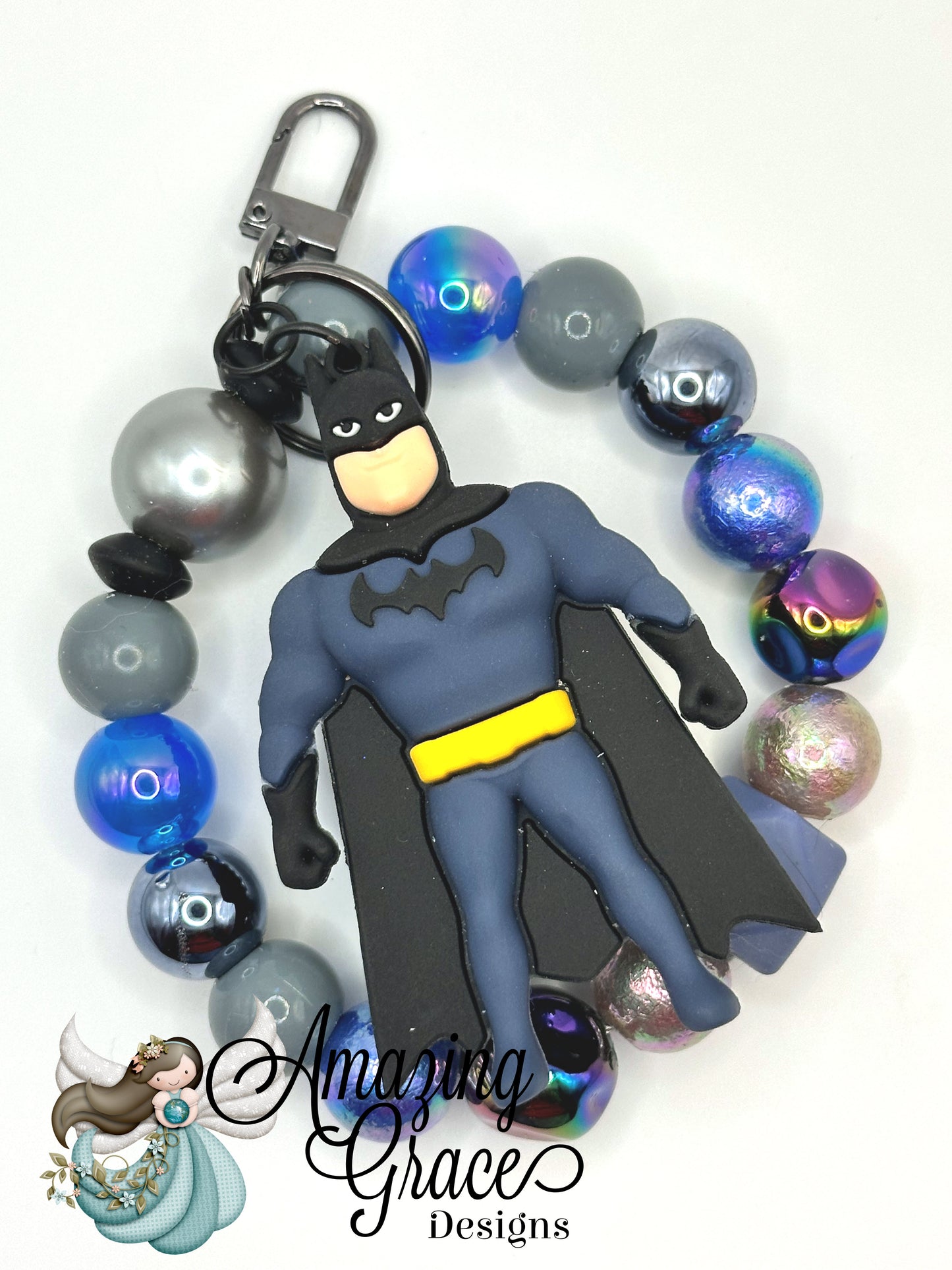 Dark Knight Inspired Beaded Keychain Bracelet