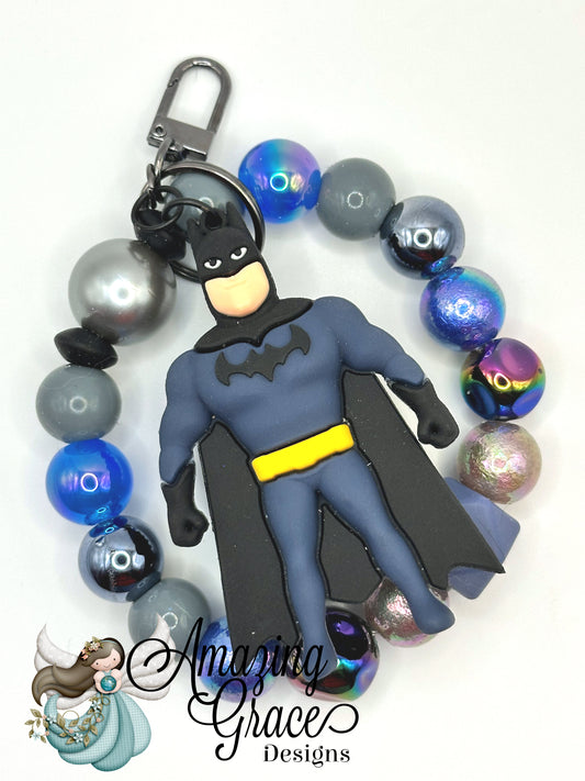 Dark Knight Inspired Beaded Keychain Bracelet