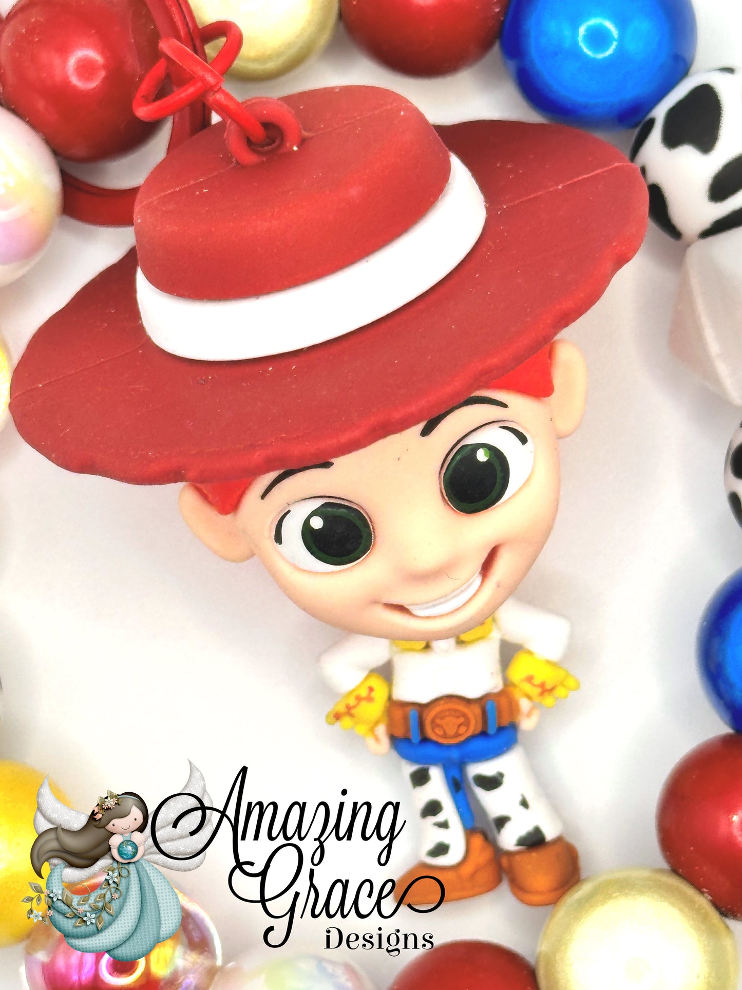 Whimsical Cowgirl Beaded Keychain Bracelet