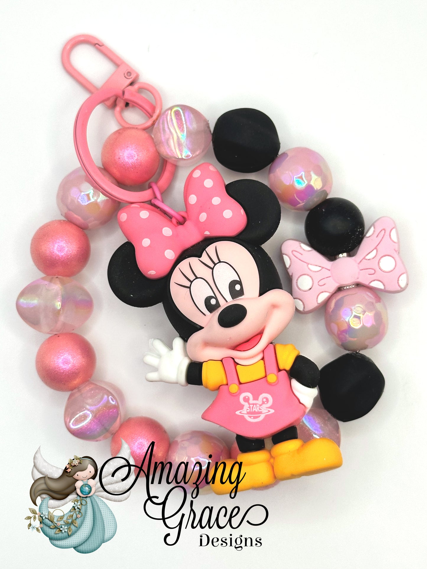 Sweet Mouse Character Beaded Keychain Bracelet