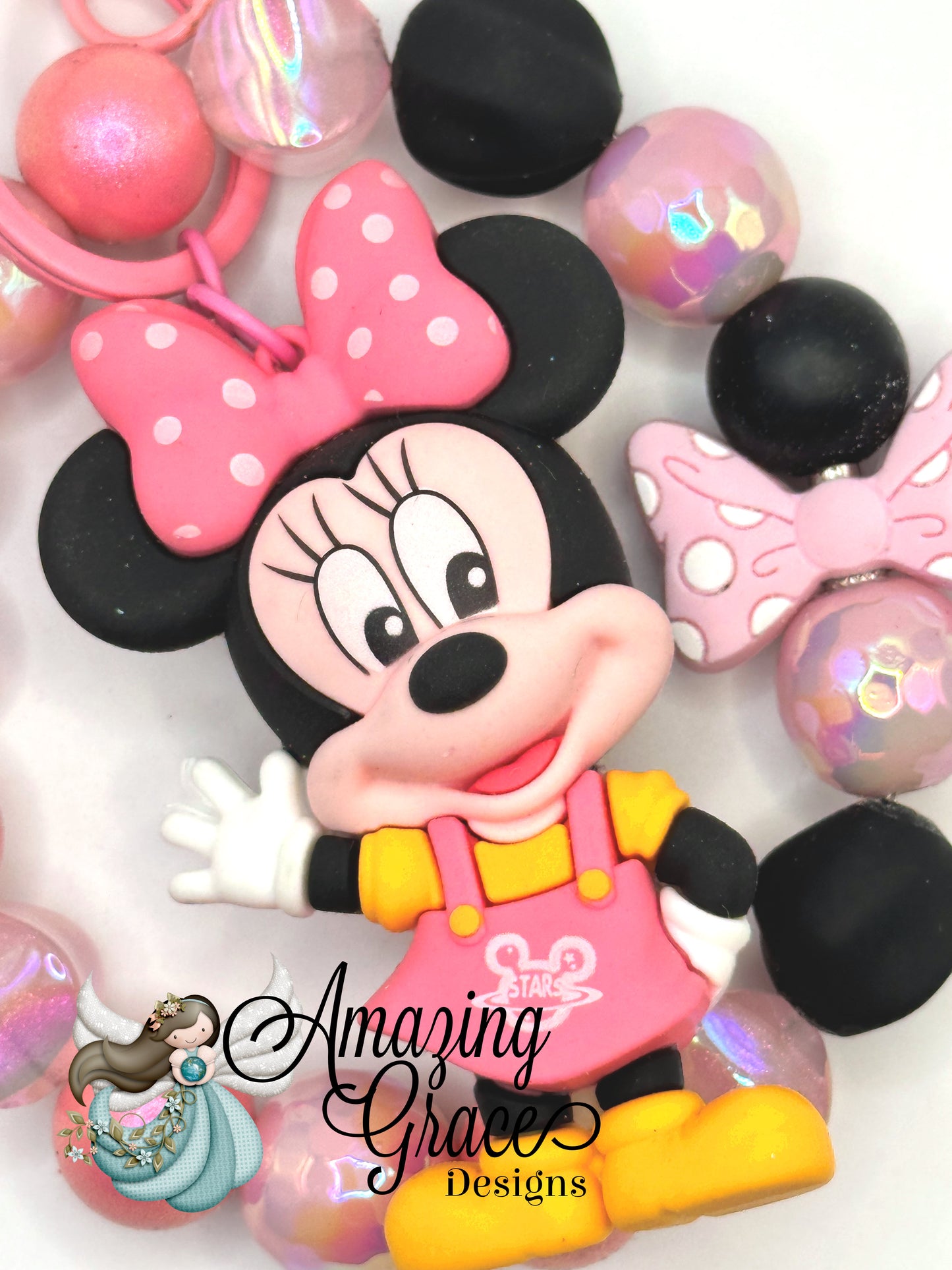 Sweet Mouse Character Beaded Keychain Bracelet