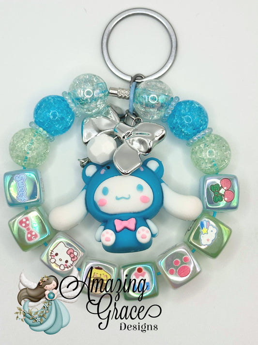 Adorable Blue Animal Beaded Keychain