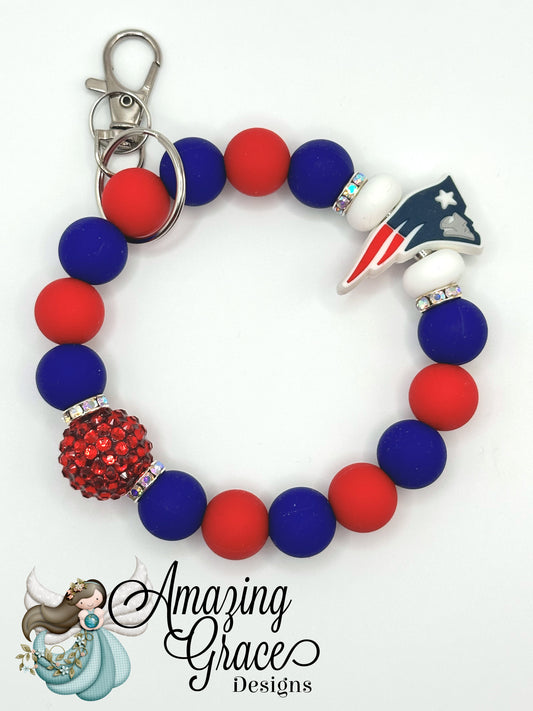 Football Fan Beaded Keychain Bracelet