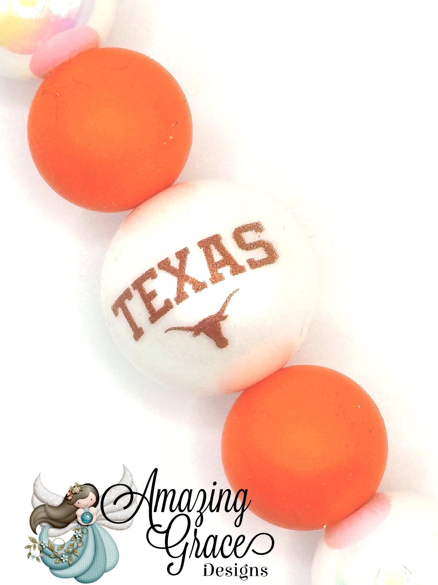 Spirit Orange & White Football Bow Charm