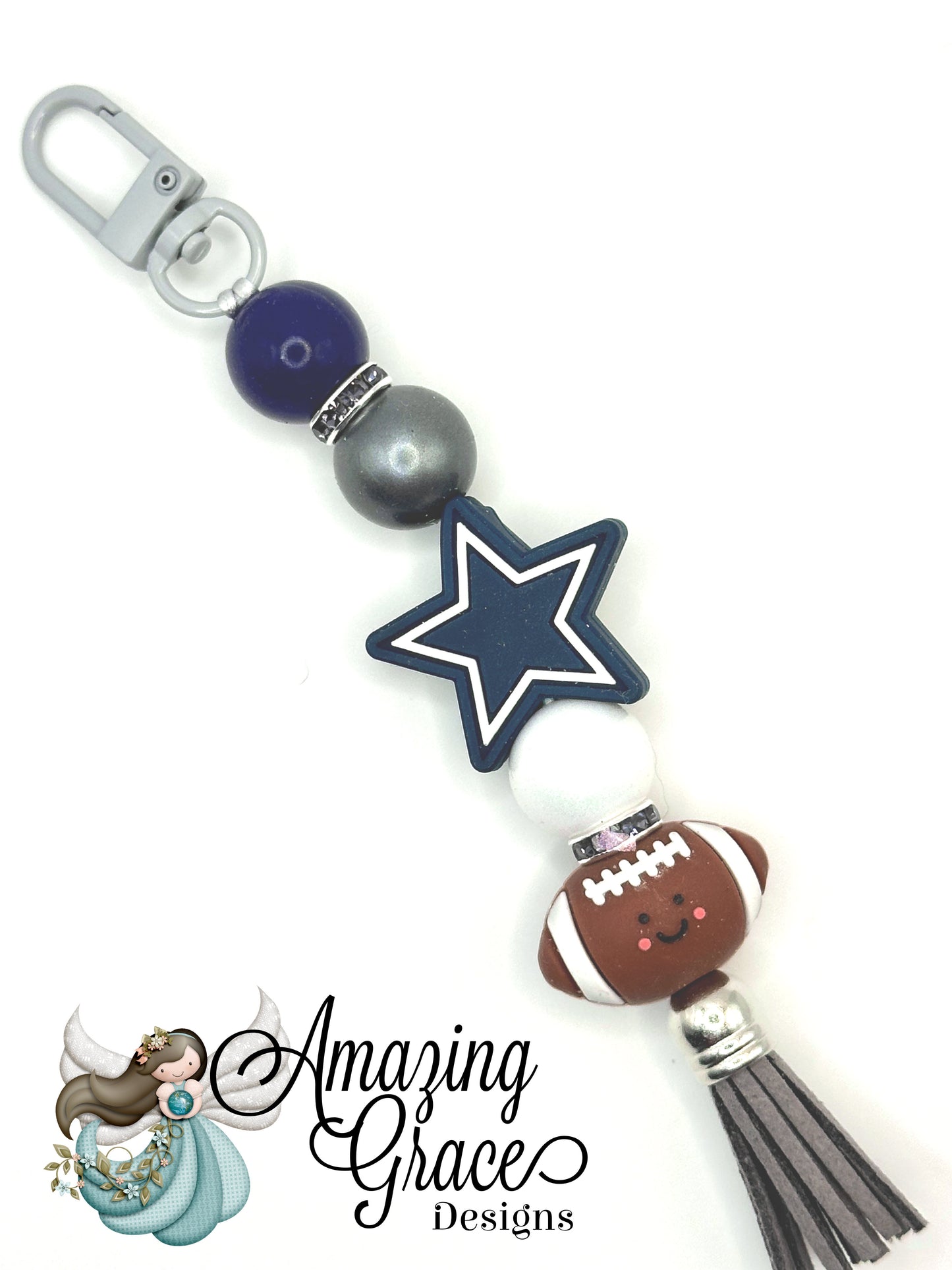 Football Star Spirit Charm - Deep Blue & Gray