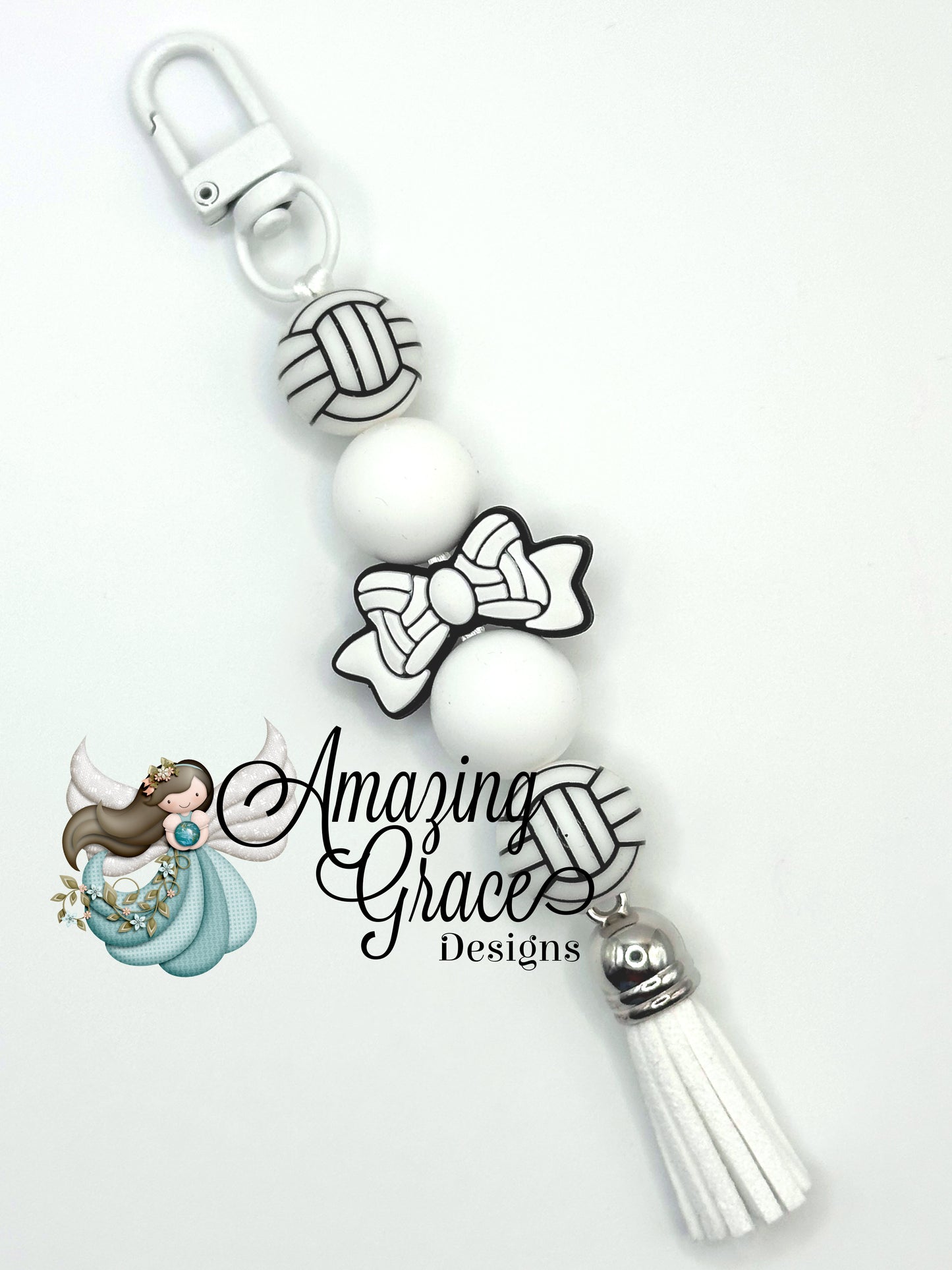 Volleyball Love Bow Charm Keychain - Game On Style!
