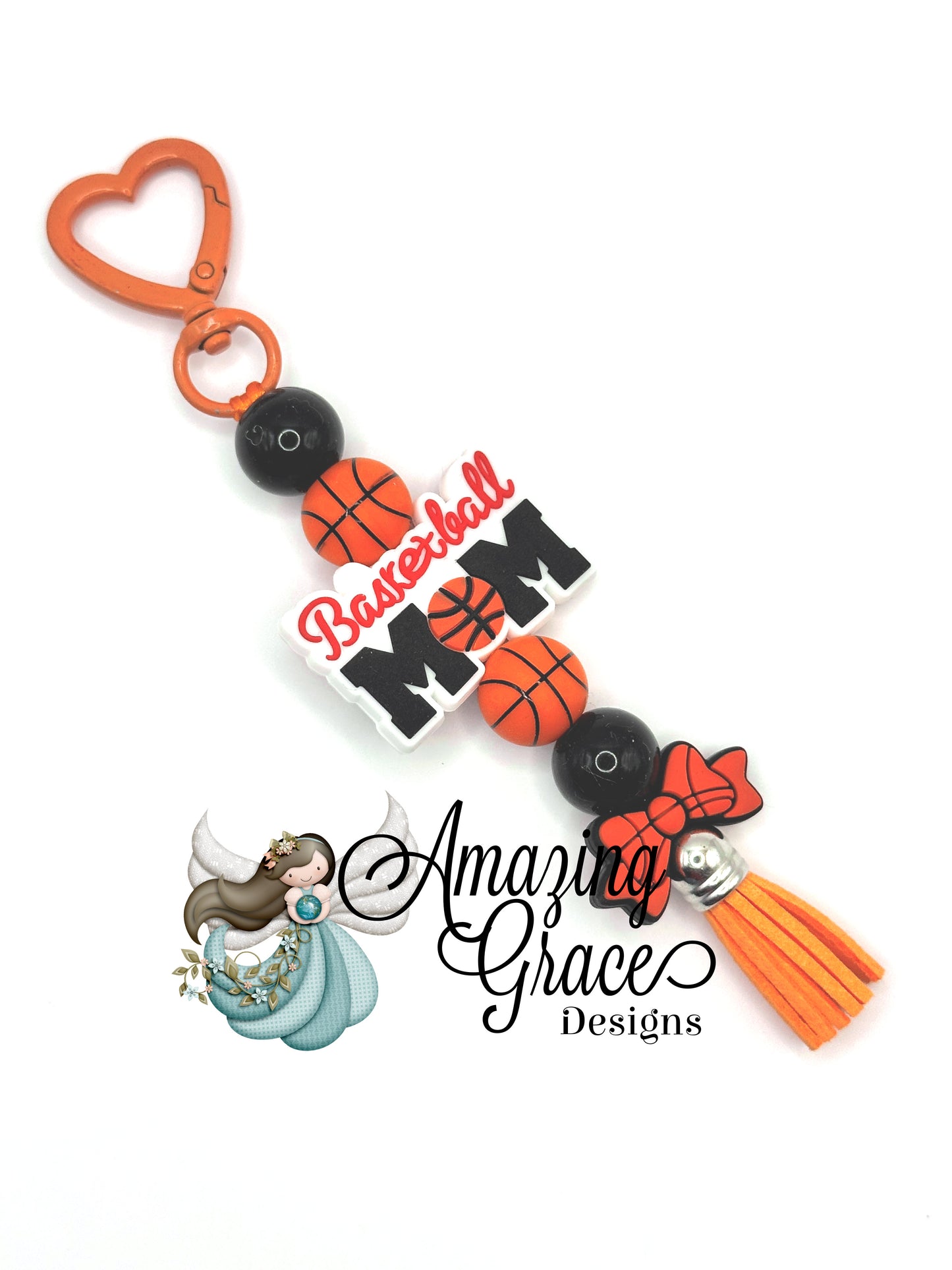 Basketball Mom Fan Charm - Hoops & Heart Keychain!